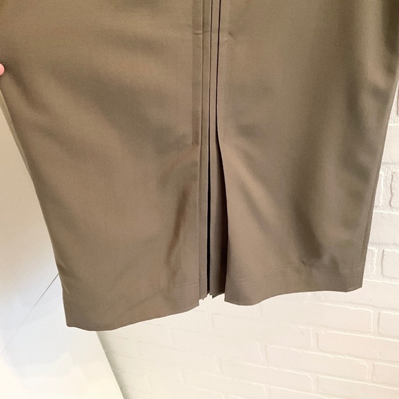 Club Monaco Skirt Column Pleated Tan Beige Olive Green Wool blend Lined Sz 4 - Picture 4 of 16
